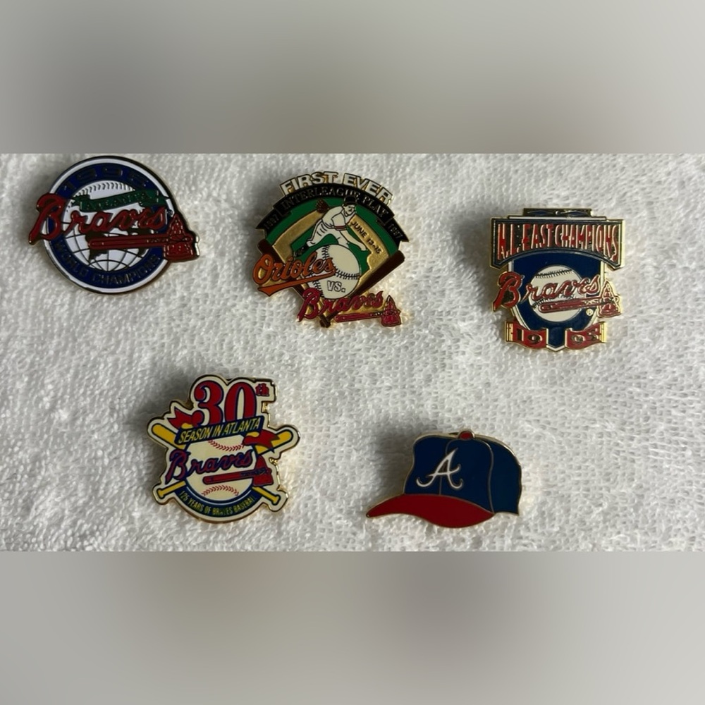 Atlanta Braves Baseball Hat Pin Collection Lot of 5